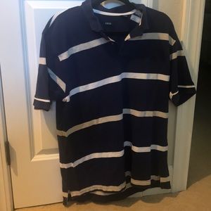 Izod Navy Blue Striped Polo Shirt